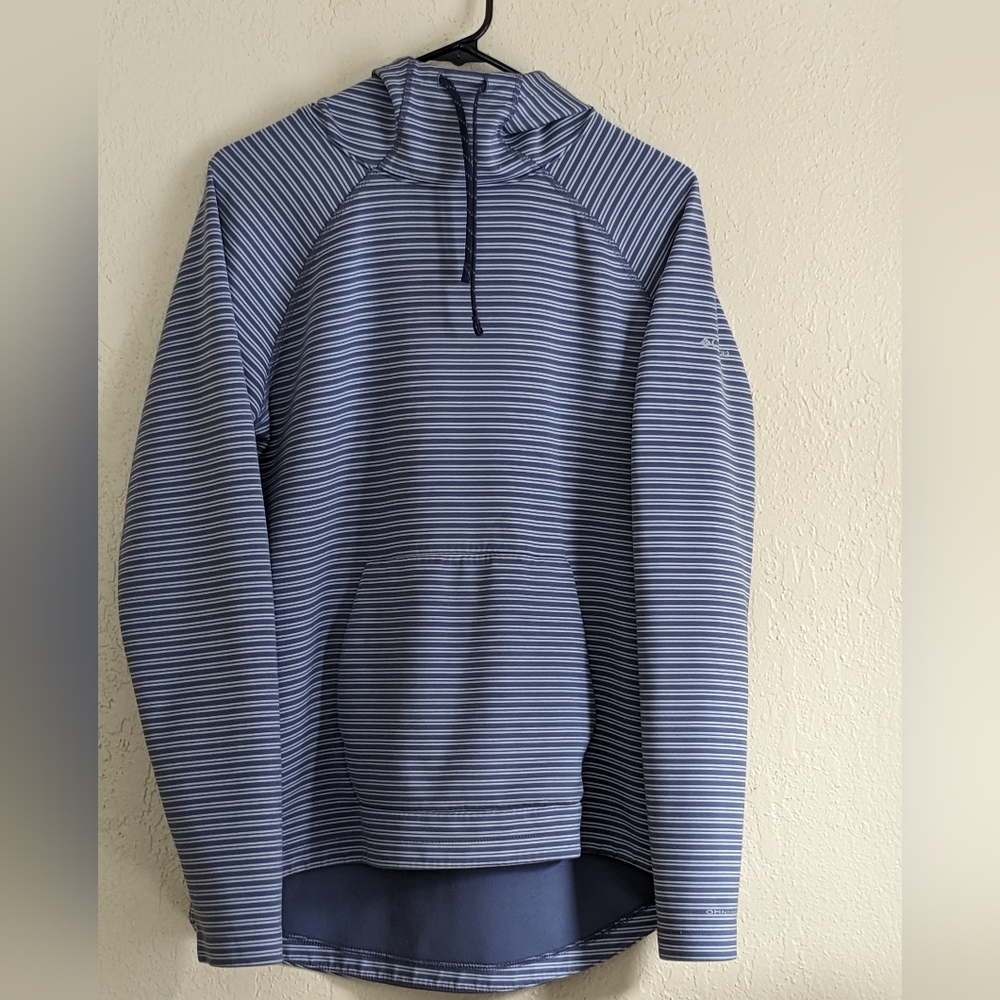 Columbia Omni wick Blue Cowl Neck Hoodie Striped quick drying